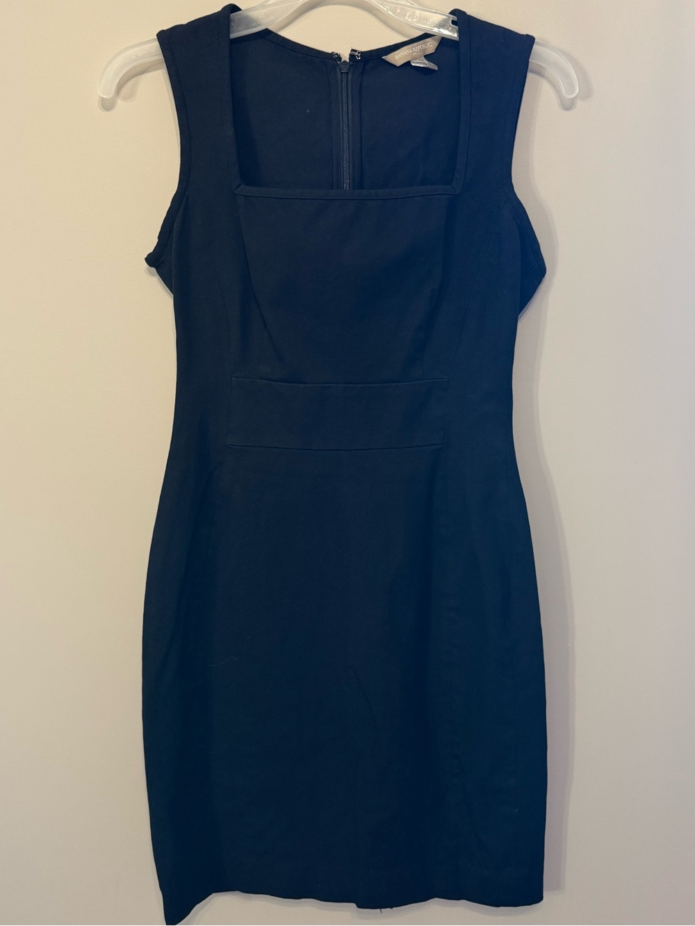 Banana Republic Black Square-Neck Sheath Midi Dress